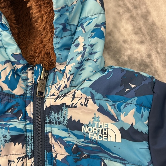 The North Face Jacket Baby 6-12M Blue Reversible Mt Chimbo Full Zip Hooded - Picture 3 of 7